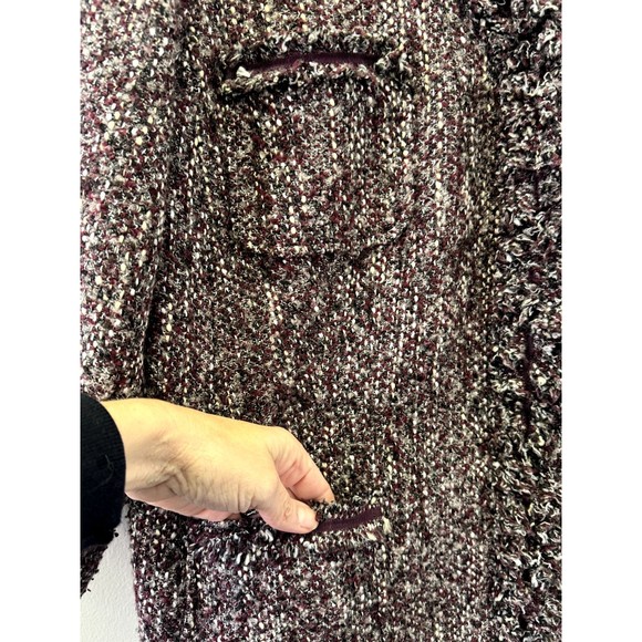 Talbots Woman Lined Tweed Jacket Blazer V Neck Snap Button Wine Size 24W - Picture 5 of 10